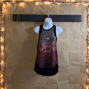 Hollister Tank Top Black with Flowery Pattern